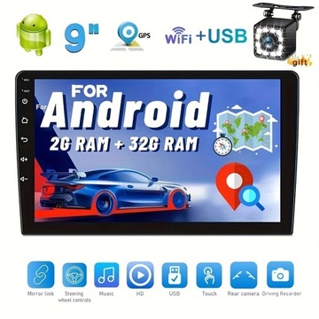 2 32G 9 cali 2Din Android 11 Radio samochodowe z GPS 2,5D HD Pojemnościowy