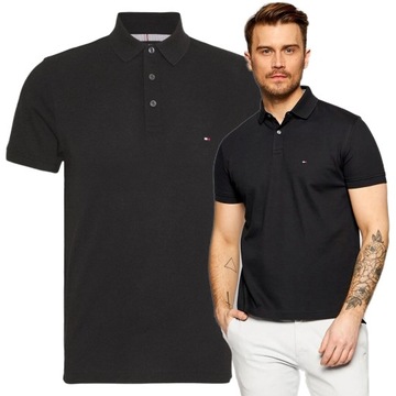 czarna polowka meska tommy hilfiger koszulka polo meska PREMIUM r.S