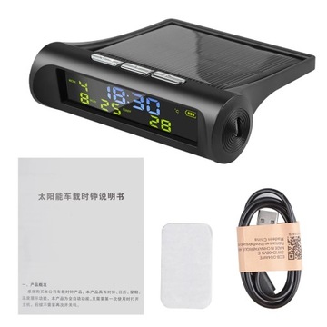 Car Digital Clock TPMS Look Solar With LCD Time Date In-Car Temperat~72719