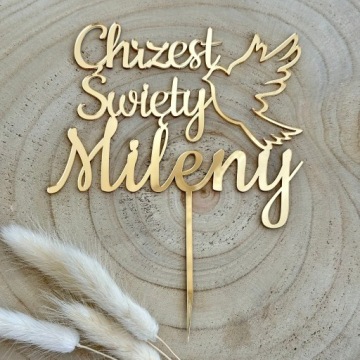 Крещение любым именем Крещение Голубь Топпер Имя Золотой ПЛЕКСИ 14см