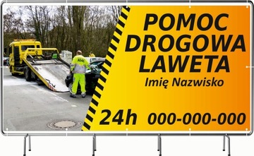 BANER REKLAMOWY 200x100cm projekt gratis różne wzory POMOC DROGOWA LAWETA