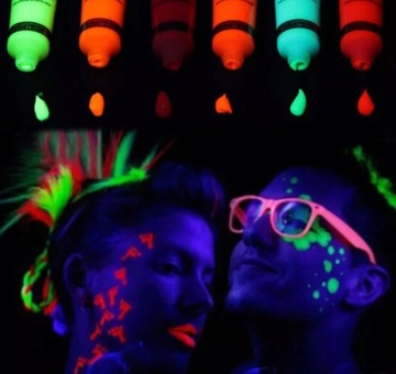 Неоновые УФ краски для тела и лица 8х25мл GLO