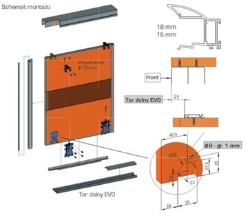 Система раздвижных дверей GTV NOVOS 1,5м/2д БЕЛАЯ