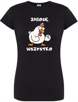 T-SHIRT DAMSKI Z NADRUKIEM PREZENT ŚMIESZNA KOSZULKA KURA R-XL A197