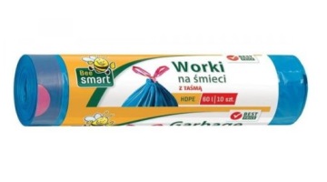 WORKI NA ŚMIECI Z TAŚMĄ 60L x 10sztuk TAŚMA