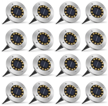 20 x LAMPA SOLARNA 12 LED OGRODOWA NAJAZDOWA GRUNTOWA - chłodne białe