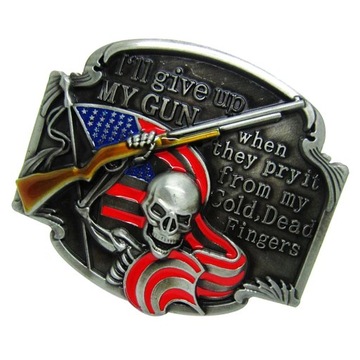Retro Skeleton Skull Flag Give Buckle Metal