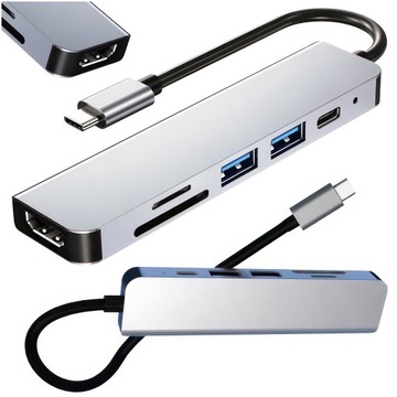 HUB ADAPTER ROZDZIELACZ USB-C 7W1 HDMI 4K USB 3 SD Macbook M1 M2 M3 PRO AIR