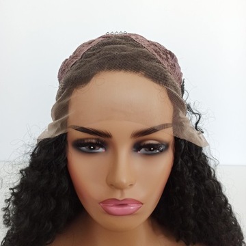 Парик LACE FRONT, черный, афро кудри + шапочка БЕСПЛАТНО