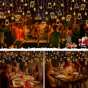 РОЖДЕСТВЕНСКИЕ ОГНИ ЗАНАВЕСЫ ОЛЕНЬИ КОЛОКОЛЬЧИКИ РОЖДЕСТВЕНСКАЯ ЕЛКА 2,3М 138 светодиодов 8 РЕЖИМОВ