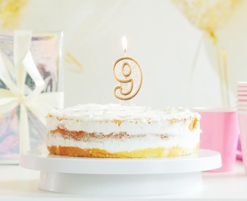 СВЕЧА РОЖДЕНИЯ НА ЮБИЛЕЙ РОЖДЕНИЯ ТОРТ НОМЕР 9 БЕЛЫЙ + ЗОЛОТО