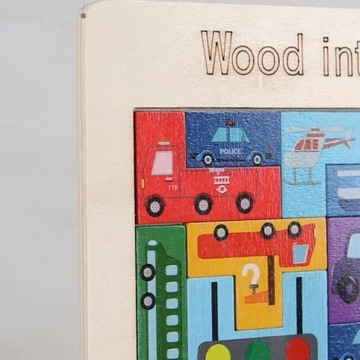 Puzzle Drewniane Geometryczne, Układanka, Łamigłówka Montessori