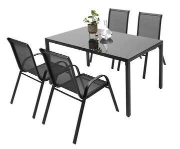 MEBLE OGRODOWE ZESTAW TARASOWY SZKLANY STÓŁ 4K