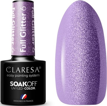 CLARESA lakier hybrydowy FULL GLITTER 6 UV/LED 5g