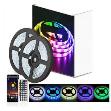 Taśma LED 10M RGB 5050 LEDY ZAROWKA LAMPA PILOT APLIKACJA ZESTAW