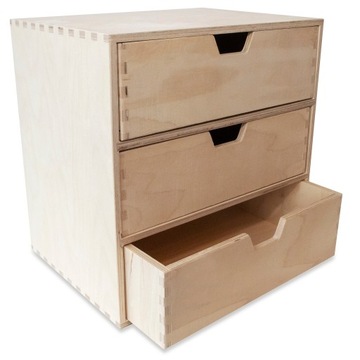 Mini komoda drewniana organizer na biurko drobiazgi długopisy 3 szuflady