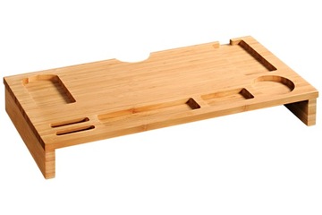 Stojak na monitor z bambusa z przegródkami, 66 x 34,5 x 5 cm
