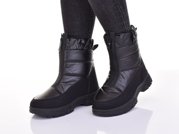 SOLIDNE BUTY DAMSKIE ZIMOWE ŚNIEGOWCE NA MRÓZ ŚNIEG CZARNE