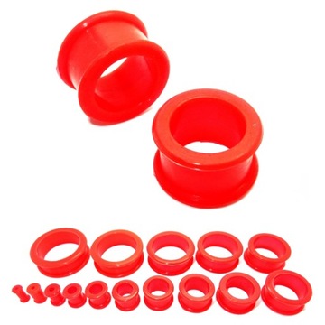 Tunel Plug Do Uszu Silikonowy Czerwony 16mm