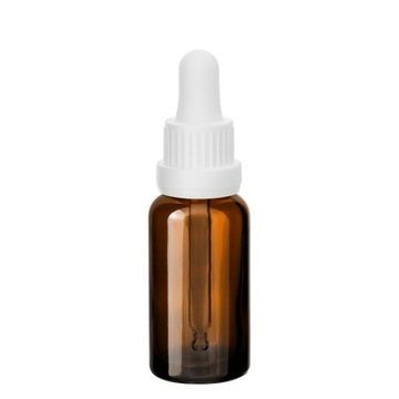Butelka szklana brązowa 20 ml z pipetą białą 5 sztuk