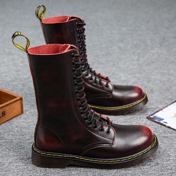 40 GLANY BOTKI OFICERKI DR COMBAT BOOTS SKÓRZANE TRAPERKI KOZAKI 14 DZIUREK