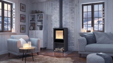 Отдельностоящая стальная плита KOZA LUPO S HITZE eco recuperation wood bay