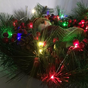 РАЗНОЦВЕТНЫЕ ПРОВОДНЫЕ ЕЛОЧНЫЕ ОГНИ, 20 СВЕТОДИОДОВ, НА БАТАРЕЯХ