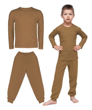 BAWEŁNIANY KOMPLET BRĄZOWE DRESOWE SPODNIE I BLUZKA DŁUGA NA STRÓJ 128