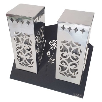 KAPLICZKA METALOWA ZNICZ PODWÓJNY KWADRAT stalowy dla DZIADKÓW RODZICÓW