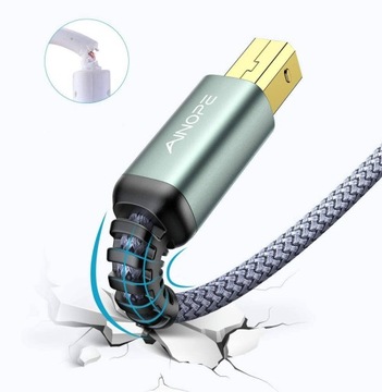 AINOPE KABEL USB DO DRUKARKI SKANERA SOLIDNY WYTRZYMAŁY USB A-B 2 M