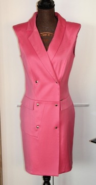 SIMPLE różową sukienka dwurzedówka 34 xs S guziki