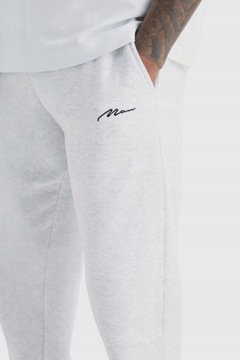 Boohooman qtd SPODNIE DRESOWE LOGO SZARE NG2 S