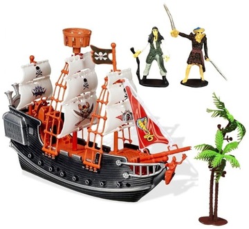 ПИРАТСКИЙ КОРАБЛЬ ПИРАТЫ ПИРАТСКАЯ ЛОДКА + ФИГУРКИ