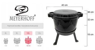 KOCIOŁEK 10L ŻELIWNY 3w1 emaliowany MARMUREK PRAŻONE DUSZONKI PRAŻUCHY