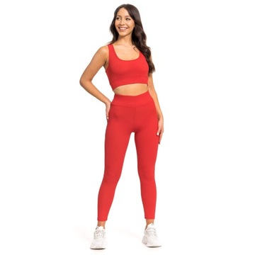 KOMPLET SPORTOWY PRĄŻKOWANY CROP TOP + LEGGINSY S