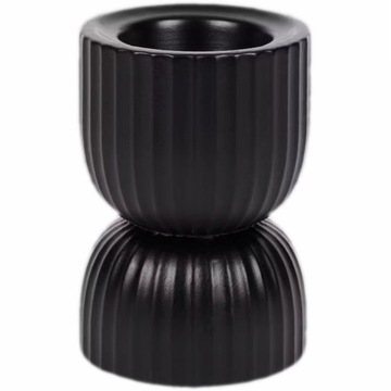 ŚWIECZNIK CERAMICZNY ŻEBROWANY KLEPSYDRA 2w1 CZARN