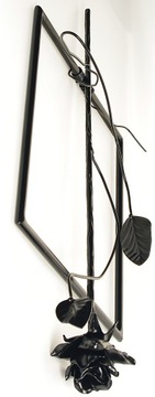 róża zawieszka ozdobna,dekoracja ścienna róża z metalu,obraz z drutu