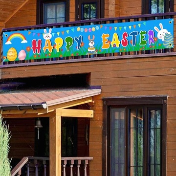 Пасхальный баннер, украшение пасхального знака, баннер с кроликом, газон в стиле А