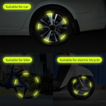 Odblaskowe naklejki na FELGI koła PASKI neon