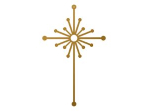 Krzyż metalowy KNS035 50 cm złoty