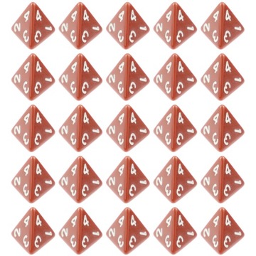 ZESTAW 25 KOSTEK K4 RPG BRĄZOWA KOŚĆ CZTEROŚCIENNA