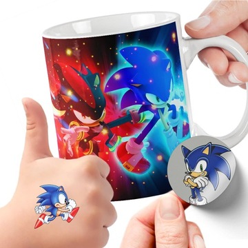 ZESTAW NA PREZENT KUBEK DLA DZIECI TATUAŻE NAKLEJKI SONIC JAKOŚĆ