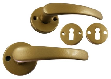 KLAMKA ZŁOTA BISZKOPT OKRĄGŁY ROZETA KLUCZ