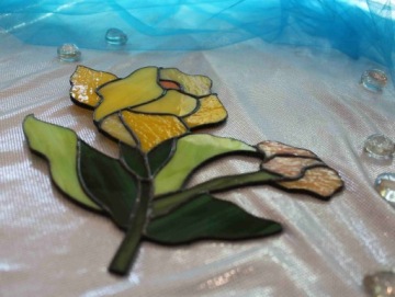 Цветочный витраж подарок на день матери, желтая бабушка