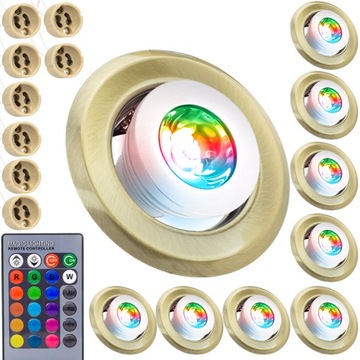 8x OPRAWKA HALOGENOWA ŻARÓWKA LED RGB +PILOT