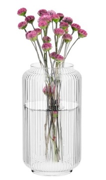 Szklany ryflowany wazon do kwiatów w prążki 20cm Selena Altom Design