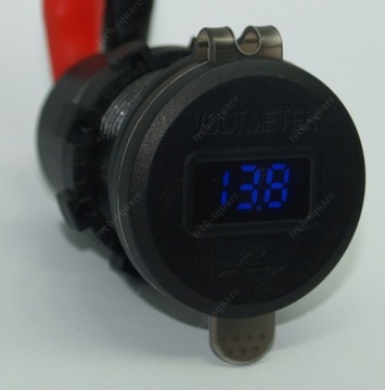 Gniazdo montażowe USB 2x QC3.0 36W + PD 55W 12-24V Woltomierz