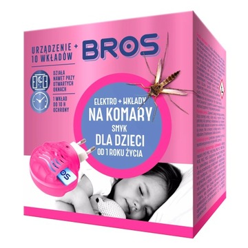 Elektrofumigator na komary z wkładami dla dzieci Bros 10 sztuk