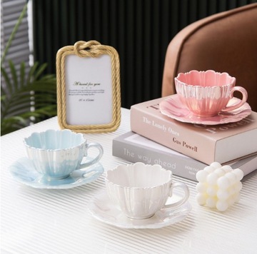 Чашка и блюдце из жемчужной ракушки 240 мл 3341