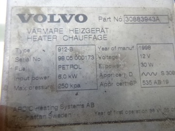 СТОЯНОЧНЫЙ ОБОГРЕВАТЕЛЬ WEBASTO Volvo V40 1998 БЕНЗИН